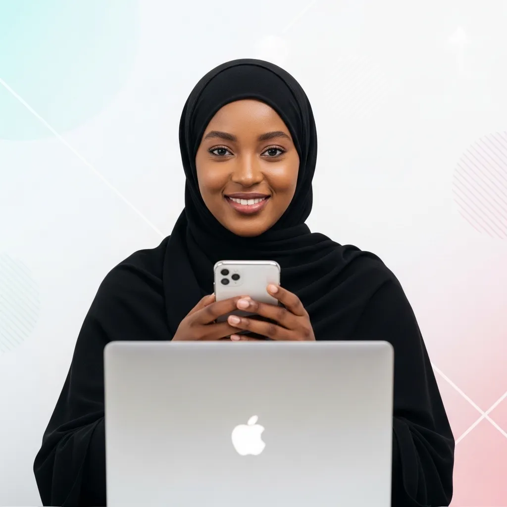 Happy Student Learning Digital Marketing On Laptop And Smartphone At Simas Academy